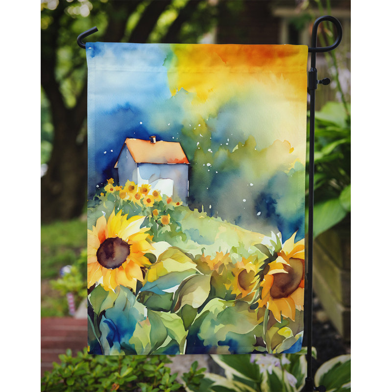 Tournesols dans un drapeau de jardin aquarelle