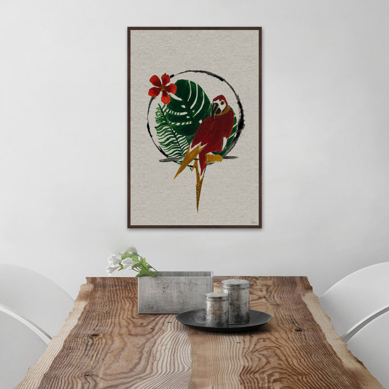 Surprise a Parrot 1 Piece Single Picture Frame Painting on Canvas, 114cm H x 76cm W x 4cm D
