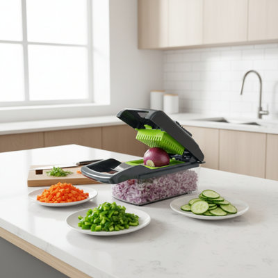 16-in-1 Multifunctional Vegetable Chopper Mandoline Slicer Spiralizer with Container Vegetable Cutter for Onion Salad Kitchen Home Essential Gadget