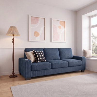 Canapé moderne compressé de 83,86 po avec accoudoirs porte-gobelet intégrés, coussins lavables amovibles pour le bureau de la chambre à coucher du salon