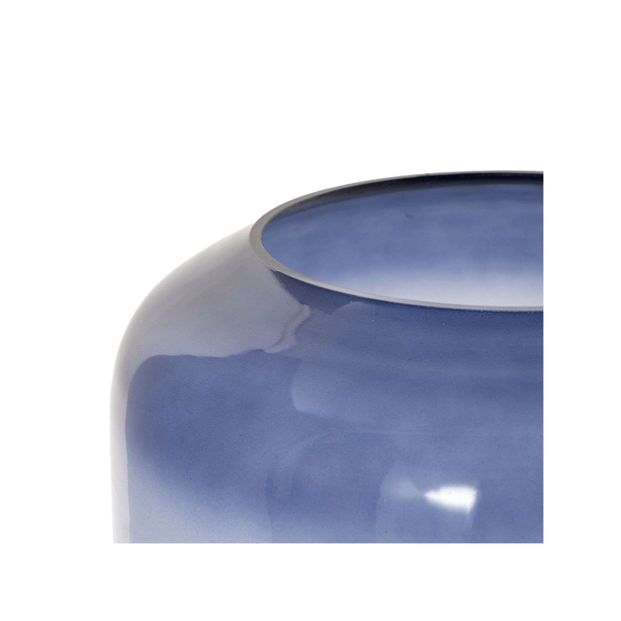 Cole and Grey Glass Wide Clear Room Hurricane Lamp with Elevated Base, Blue, 10" H x 9" W x 9" D