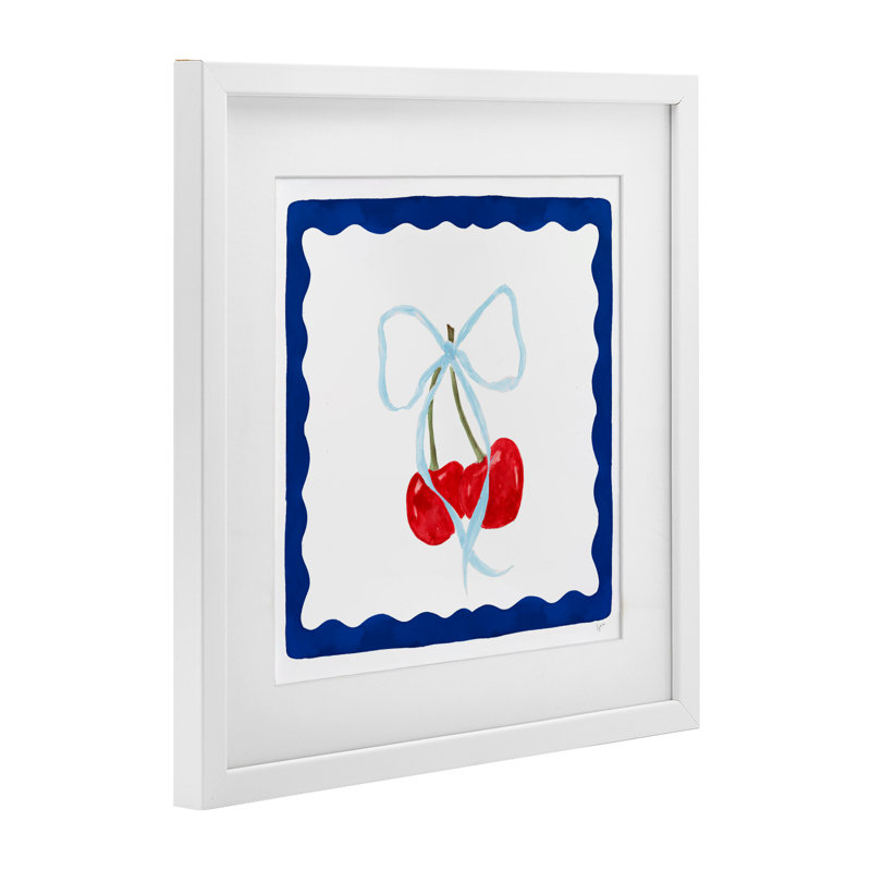 Impression encadrée sous verre Summer Cherled Cherries, par Lucille Price, Cadre blanc côtier, H 16 po x l 16 po