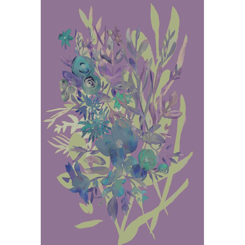 Fleurs d'ardoise sur mauve I, H 18 po x l 12 po