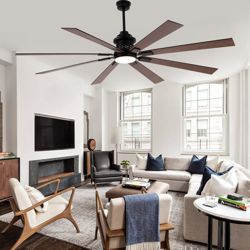 Ventilateur de plafond de style ferme de 72 pouces avec lumière et télécommande, grand ventilateur de plafond en bois à 6 vitesses, moteur à courant continu réversible pour salon