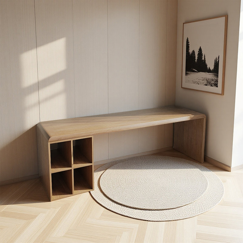 Minimalist L - Shaped Desk: Solid Wood & Built - in Storage, 29.53" H x 70.87" W x 23.62" D