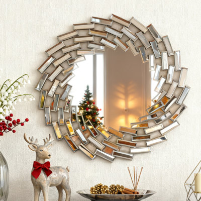 Beveled Frameless Gear Accent Wall Mirror