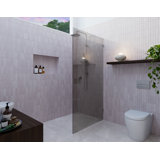 Ursa 36 in. x 78 in. Fully Frameless Gray Tinted Single Fixed Shower Panel