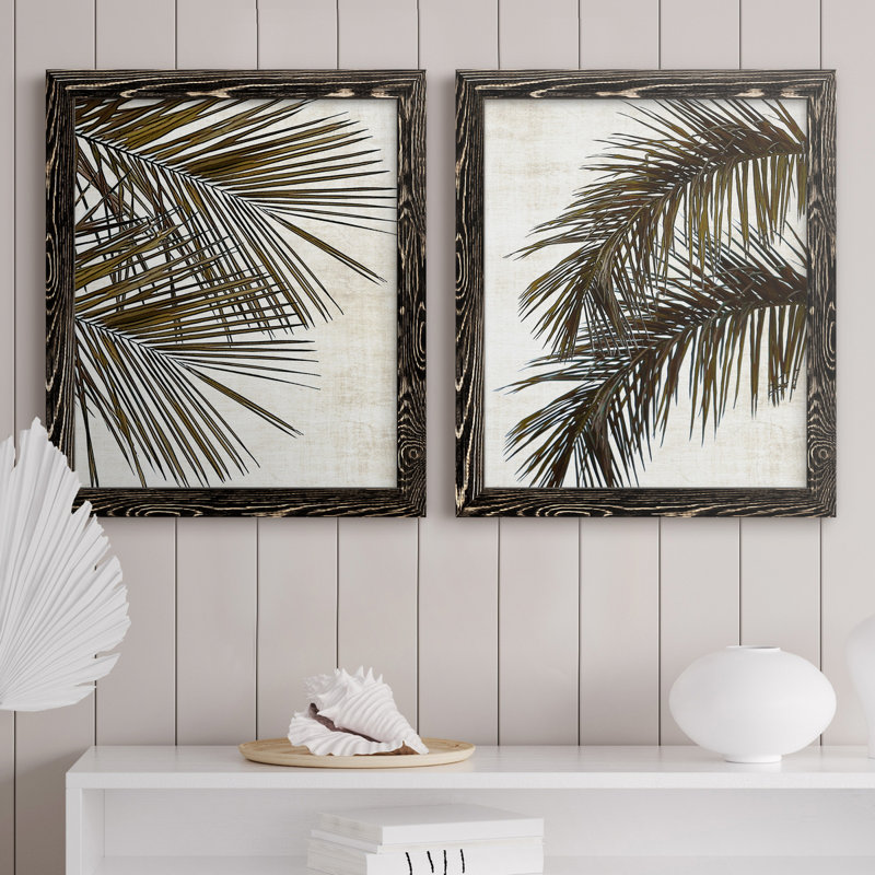 Palm I - ensemble de 2 peintures sur toile encadrées, Noir, H 31,5 po x l 47 po x P 1,5 po