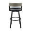 Tabouret de bar rotatif à hauteur de comptoir en aluminium et osier avec coussins gris Rikard-845097819