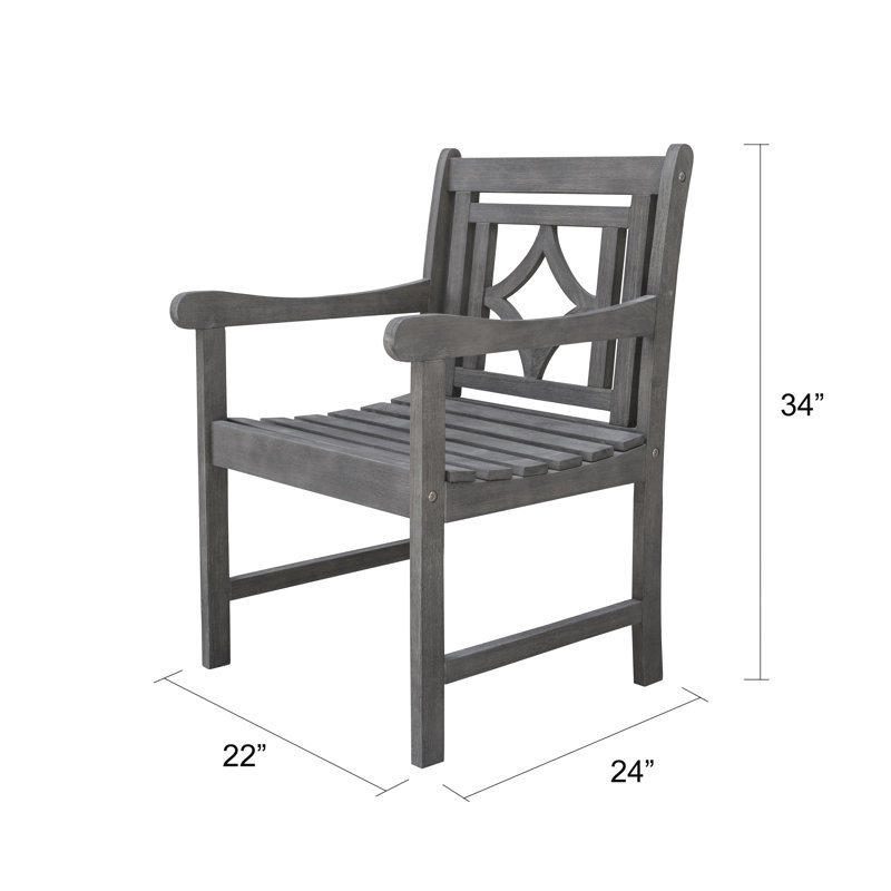 Fauteuil de patio en eucalyptus Lorcan, gris