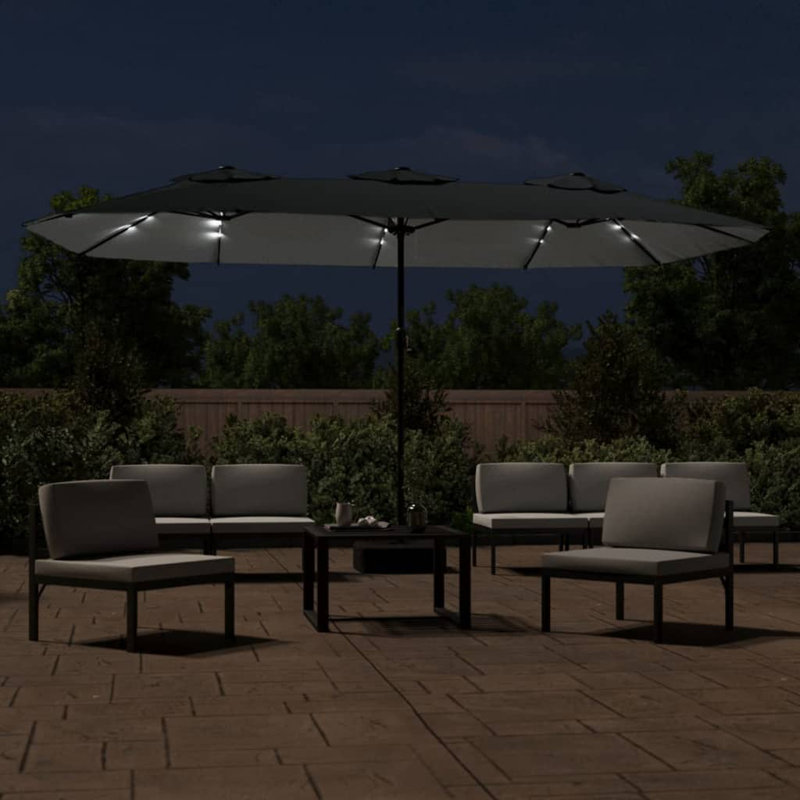 Anthracite Garden Parasol Polyester Powder Coated Iron Outdoor Patio Umbrella Shade