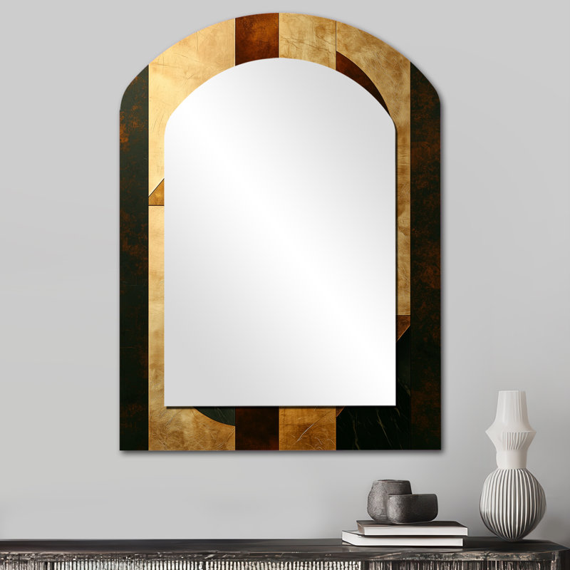 Grand miroir mural géométrique noyer géométrique Essential Forms IV, 34 po x 25 po