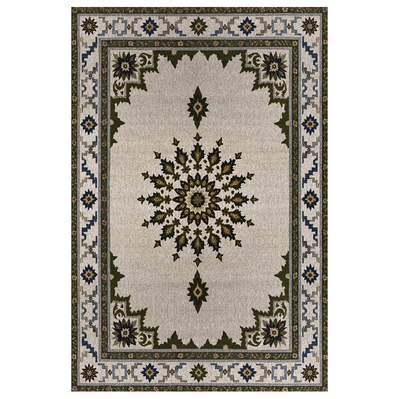 Stella Collection Digital Print Cotton-Polyester Beige Moroccan Rug, Runner 5'3" x 16'5"