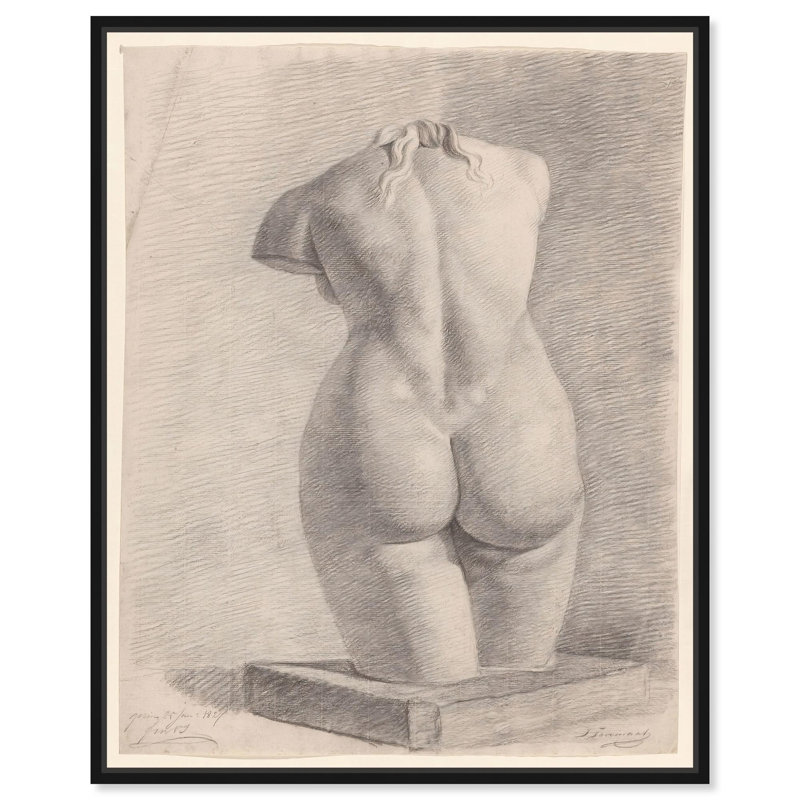 Figuratif rétro Eros , H 21 po x l 17 po, Cadre flottant noir