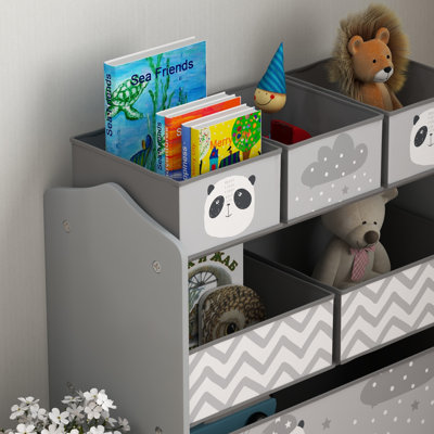Toy Organizer with 6 Storage Bins, Kids Storage Unit for Bedroom, Kids Room, 25" x 12" x 26", Gray