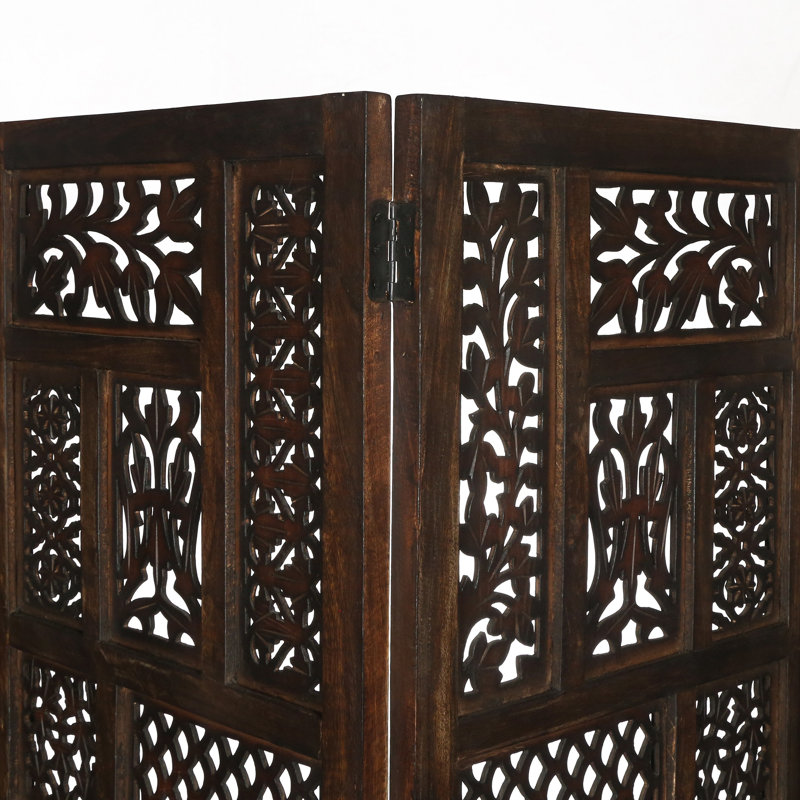 Bracknell 175 cm W x 180 cm H 4 - Panel Folding Room Divider, Dark Brown