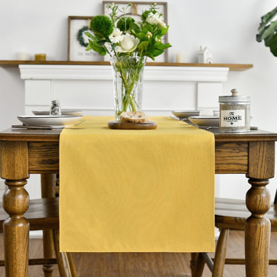Yellow Summer Table Runner 40x240 cm | Seasonal Fall Spring Machine Washable Kitchen Dining Table Decoration for Home Party Decor