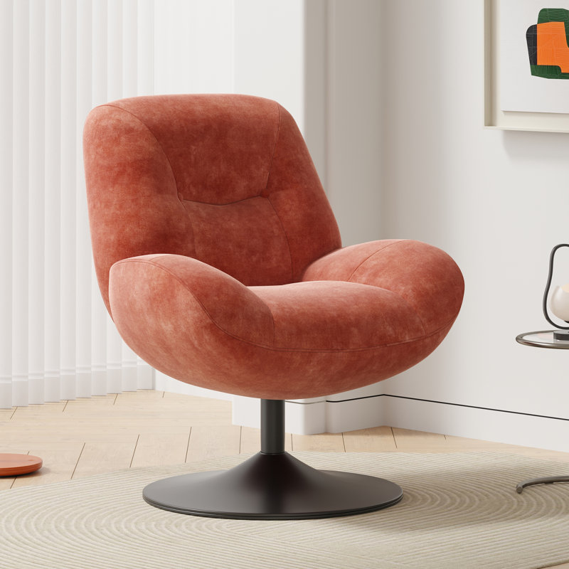 Upholstered Swivel Accent Chair, Orange