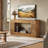 63'' Solid Wood Farmhouse Sofa Table with Storage Shelf, 2-Tier Console Table with Vertical Stripe Legs