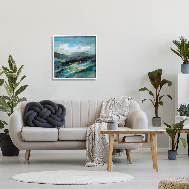 Scène de montagne abstraite en couches, estampe numérique par Silvia Vassileva, H 24 po x l 24 po x P 1,5 po