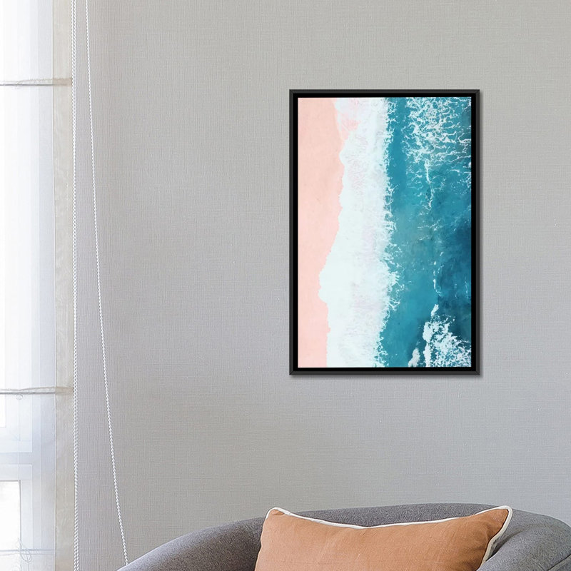 « seulement beachy », impression sur toile tendue, H 26 po x l 18 po x P 1,5 po, Toile avec cadre noir, Pas de tapis