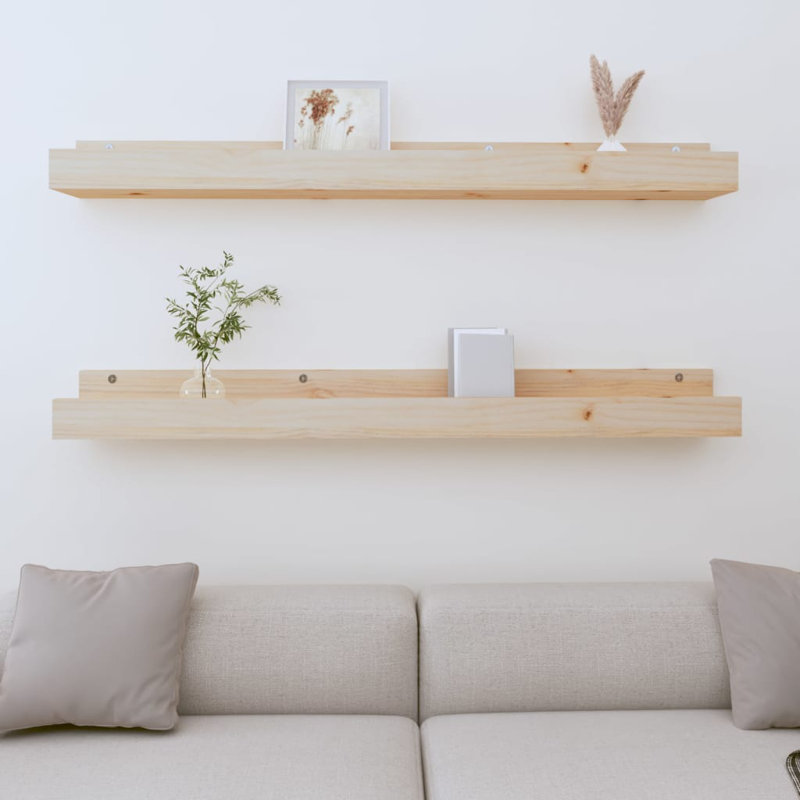 Kursty 2 Piece Pine Solid Wood, Grey, 9cm H x 110cm W x 12cm D