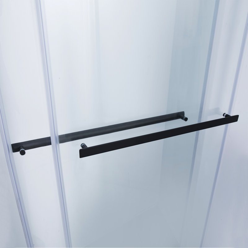 Spezia 64.6'' W 76'' H Semi-Frameless Rectangle Reversible Shower Enclosure, Black