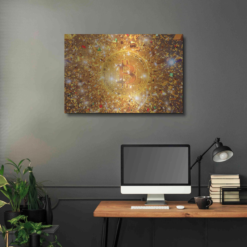'Bitcoin Gilt', Metal Wall Art, 24" H x 36" W
