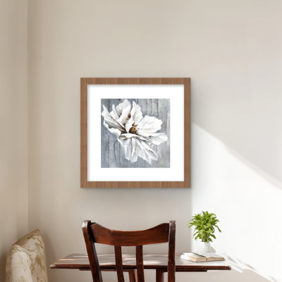 Flower on Wood - White Floral Framed Print for Home Decor