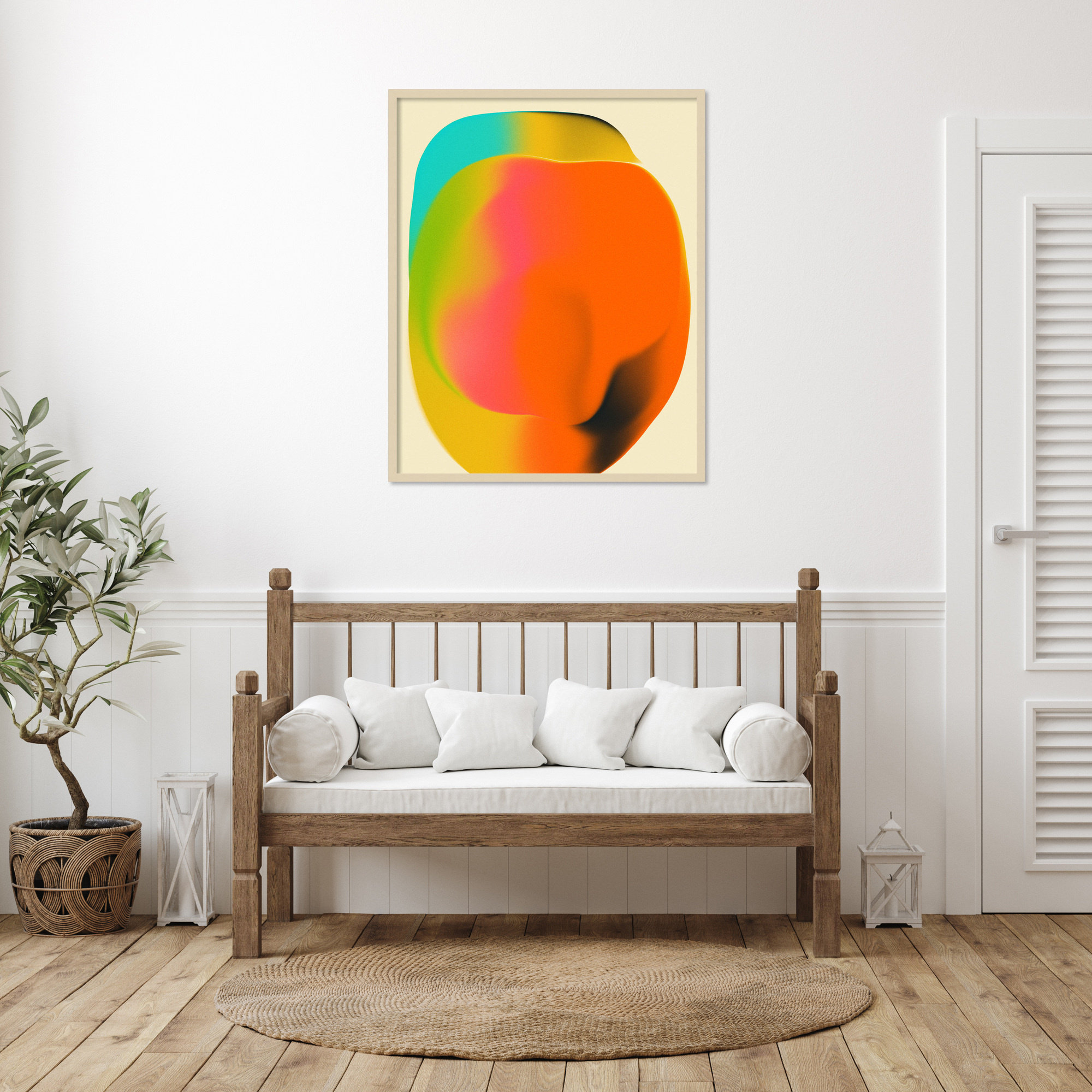 Smudge 2 by Jazzberry Blue, Brown Framed, 41" H x 33" W