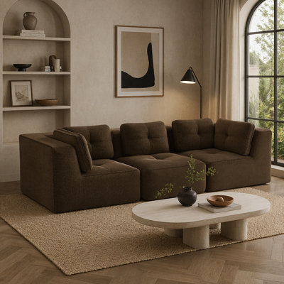 Canapé modulaire en velours côtelé avec assise profonde et support ergonomique pour le salon