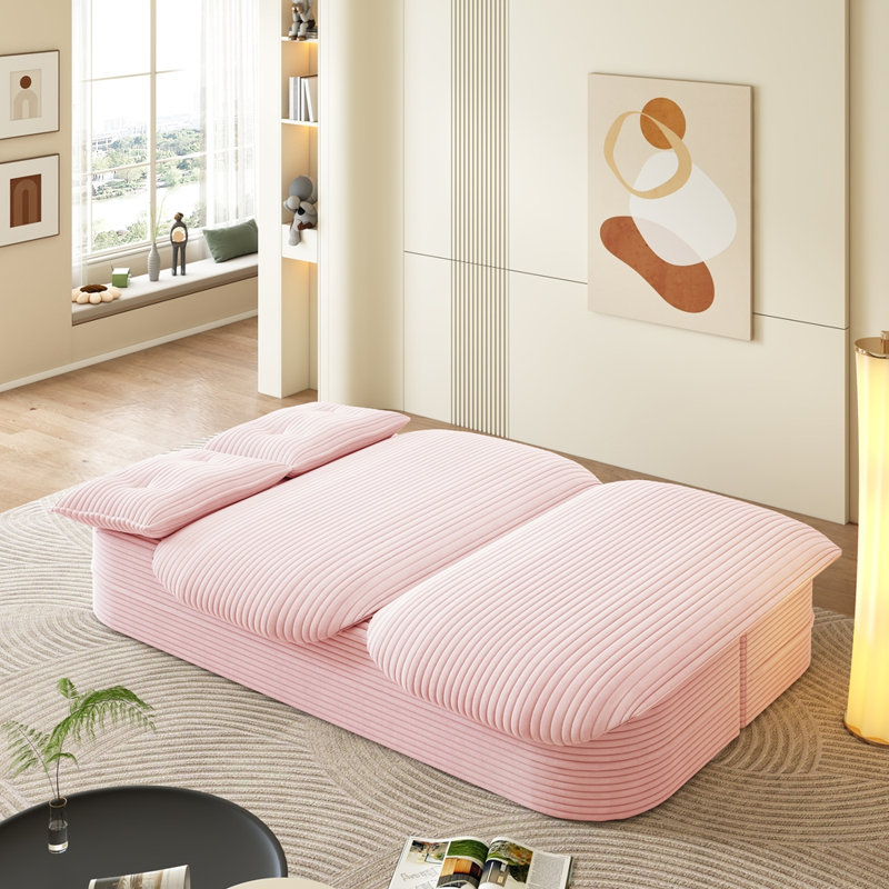Canapé confortable en velours côtelé moelleux, Rose pastel