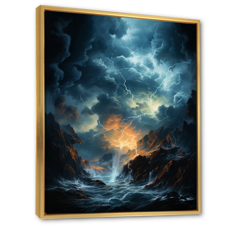 " Lightning Thunderbolt Fury ", 32" H x 24" W x 1" D, Gold