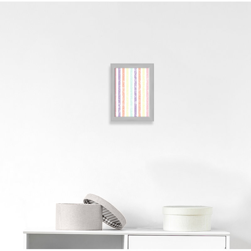 Adhésif décoratif Whimsical Stripe, H 16 po x l 12 po x P 0,625 po, Encadré plat argent