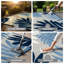 Tapis ivoire / bleu marine intérieur / extérieur Palm-1724289829-1724289838