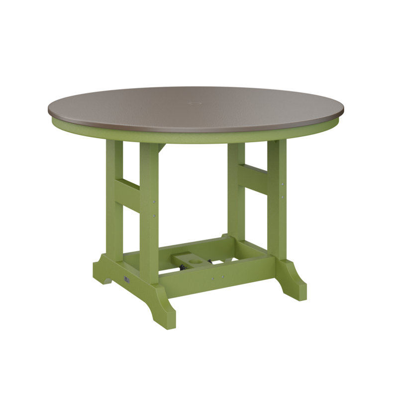 Table de bar ronde Berlin Garden, Bronze martelé, Vert kiwi, H 39,5 po x l 48 po x P 48 po