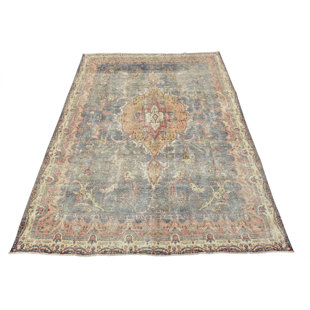 Vintage One-of-a-Kind 9'11" X 12'6" 1970s Wool Area Rug in Blue