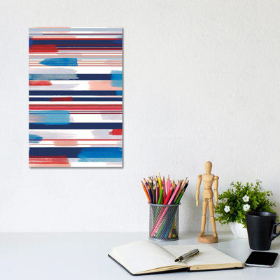 Modern Marine Stripes Red by Ninola Design - Wrapped Canvas Gallery-Wrapped Canvas Giclée