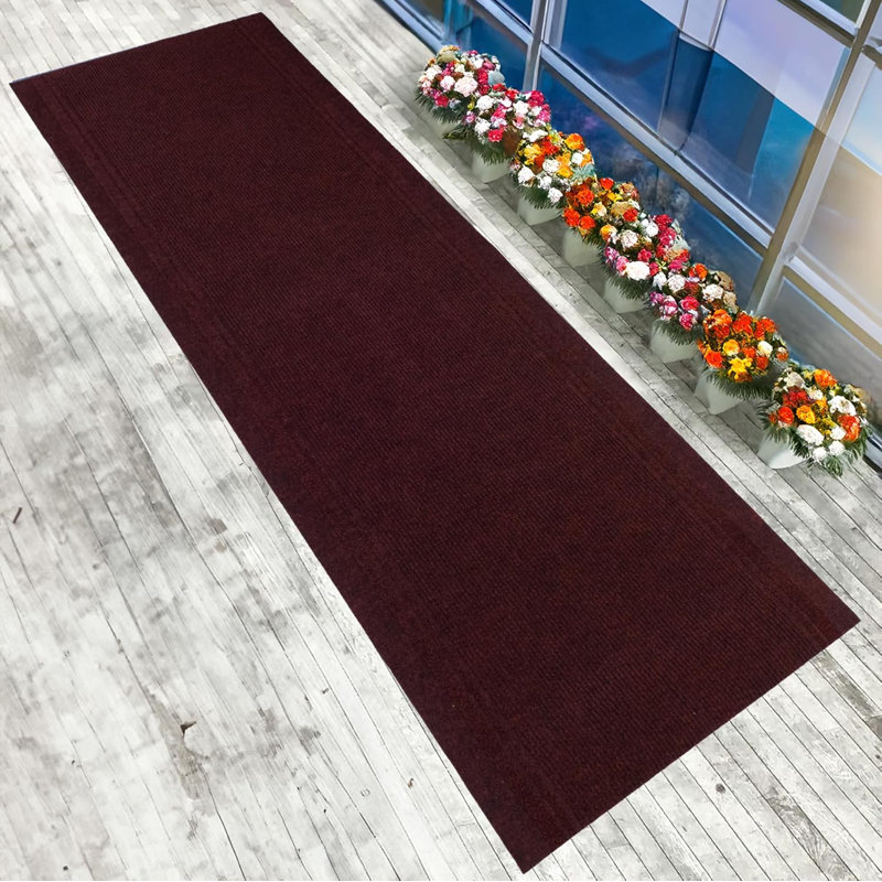 Tapis rouge foncé intérieur / extérieur antidérapant, Tapis de couloir 2 pi 2 po x 10 pi