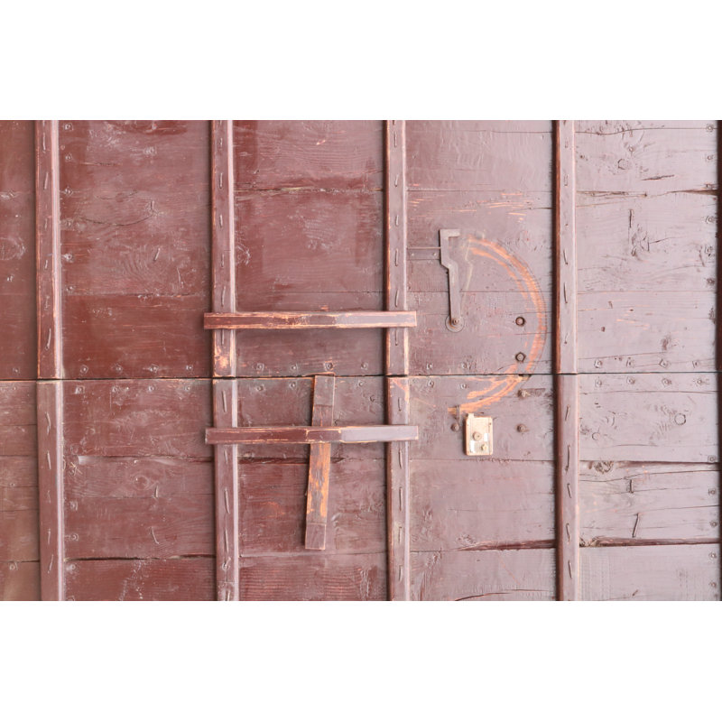 Massive Vintage Chinese Stained Wood Bi-Fold Patio Doors