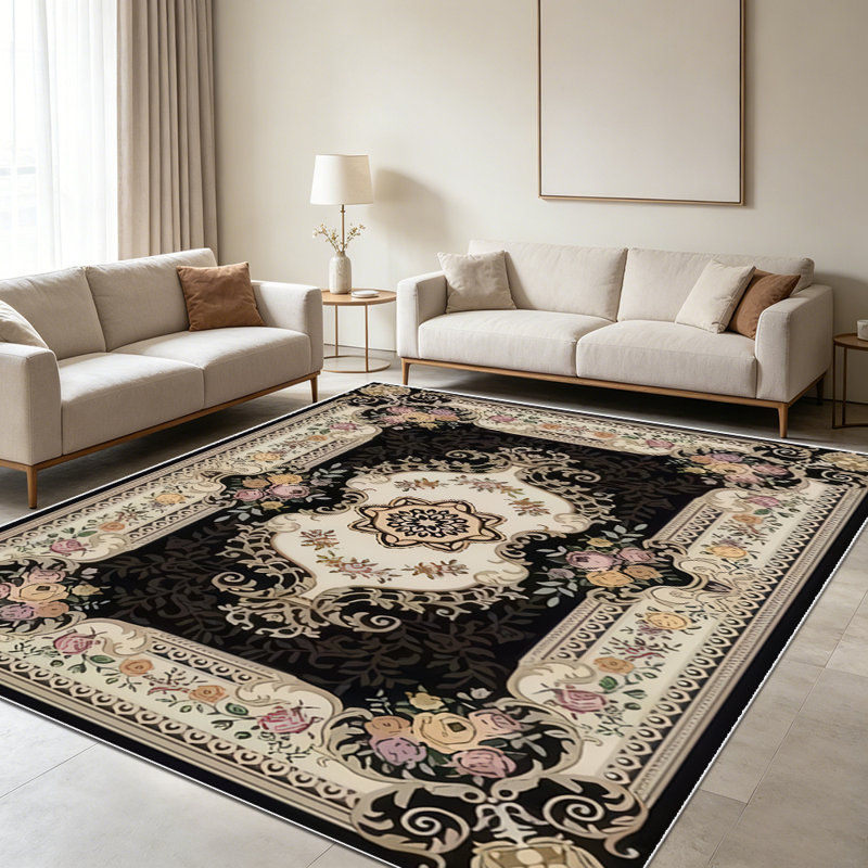 1PC Vintage European Floral Medallion area rugs for Living Room, Soft and Comfortable, Suitable for all seasons, easy-to-maintain, machine washable Indoor floor mat, Under Table Farmhouse suitable for dining room, bedroom, kitchen, entryway, hallway,