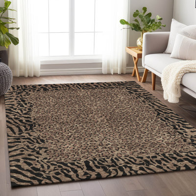 Tapis brun intérieur / extérieur lavable à la machine Claudian ACN1230