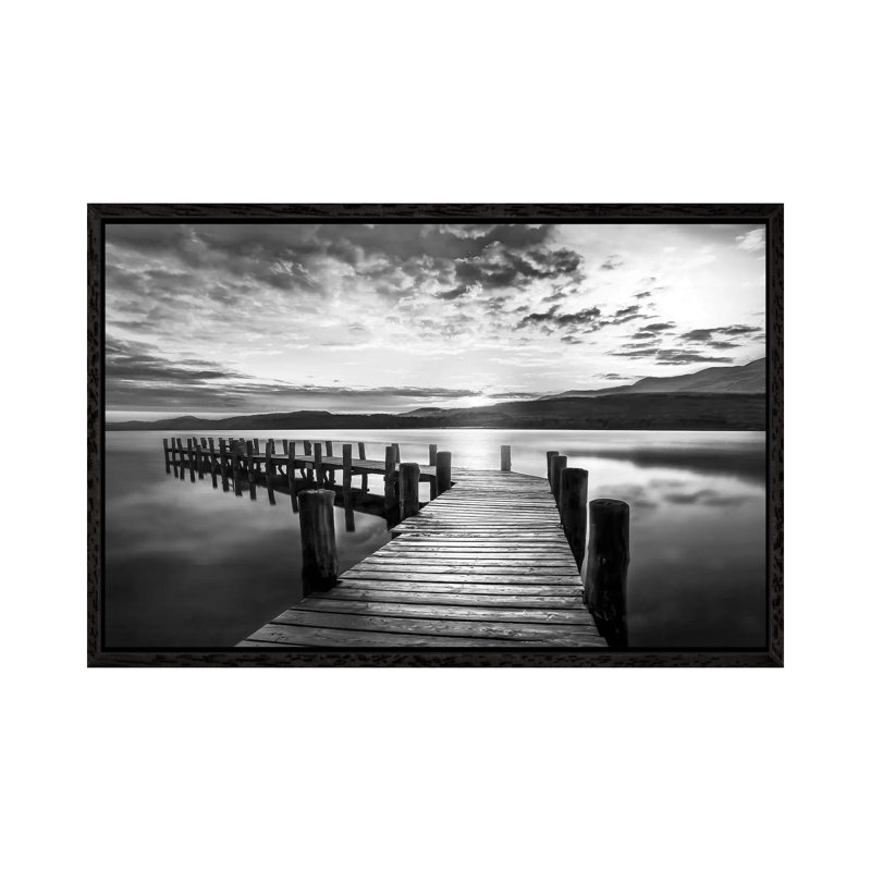 Evening Dock by Mike Calascibetta - Print on Canvas, 66.04 cm H x 45.72 cm W, Black Framed Canvas