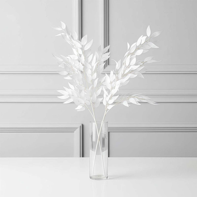 4 pièces de fausse tige de saule 36,6 pouces ramassage de feuilles artificielles branches de saule blanc