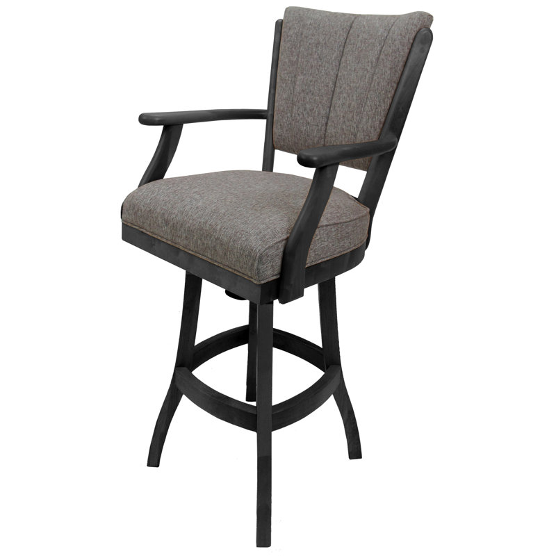 Très grand tabouret pivotant en bois Irminger, Gris Mojave / cadre gris foncé, Tabouret de bar (siège d'une hauteur de 30 po)