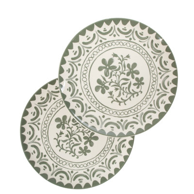 Bloomhouse – 2-Time Oprah’s Favorite Things  – Valencia Flor 2 Piece 13” Serving Platter Set, Stoneware Floral Decal Design, Microwave  Dishwasher Sa