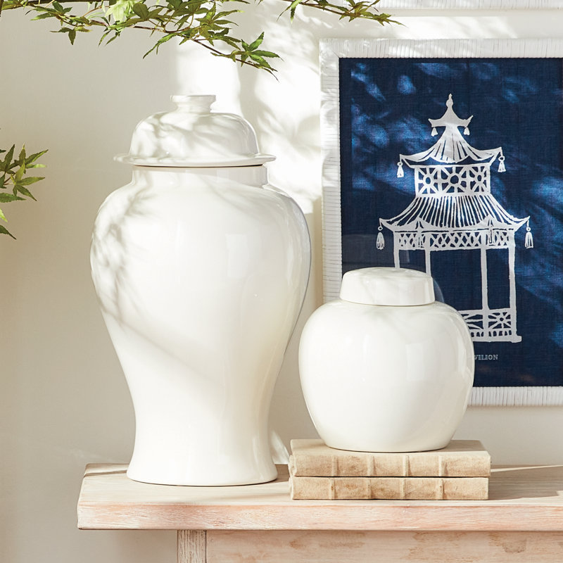 Ricki Ceramic Ginger Jar, Dark Blue, 17.5"