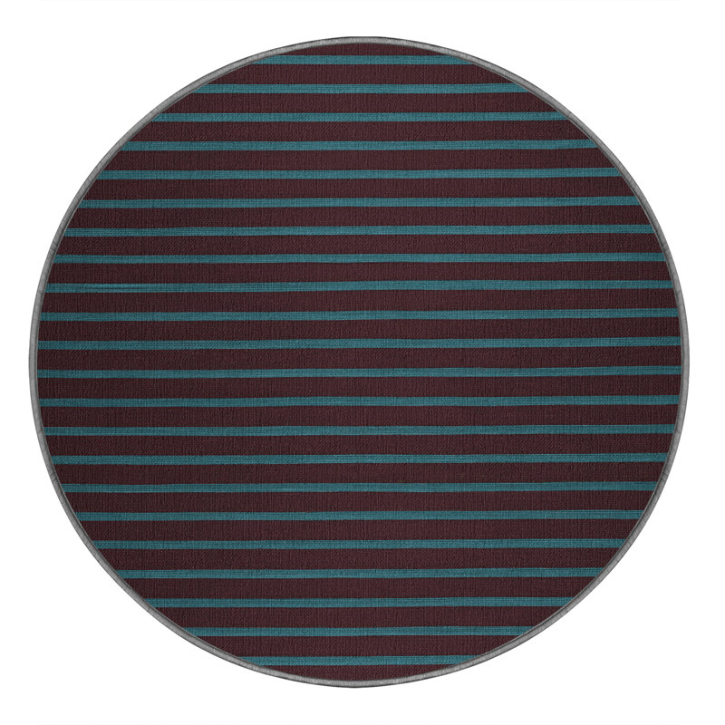 Machine Washable Horizontal Stripes Brown Area Rug, Round 4'