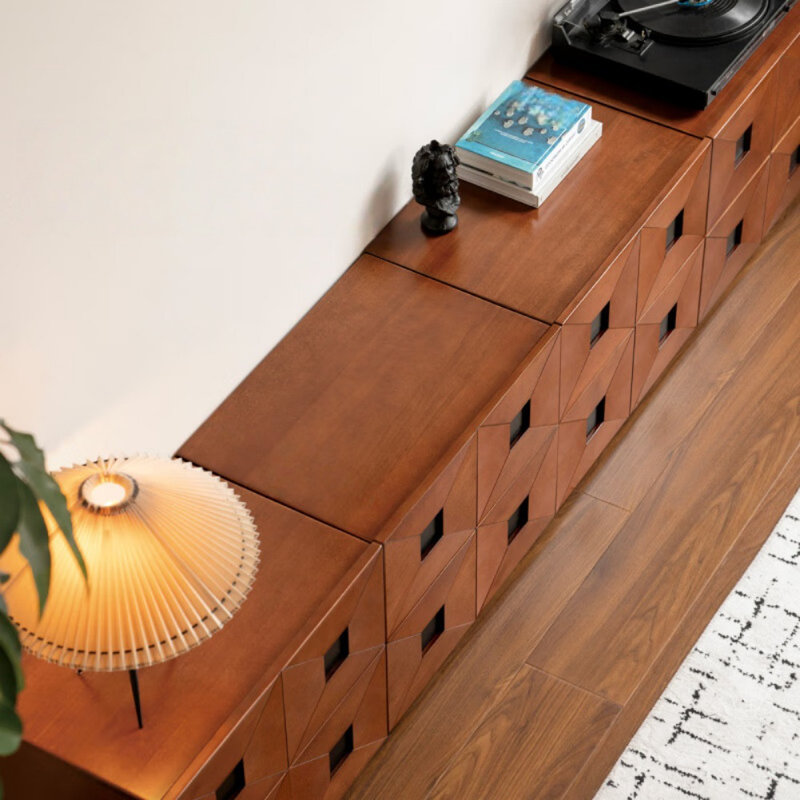 Meuble télé simple en bois massif brun, H 19,69 po x L 91,34 po x l 15,75 po