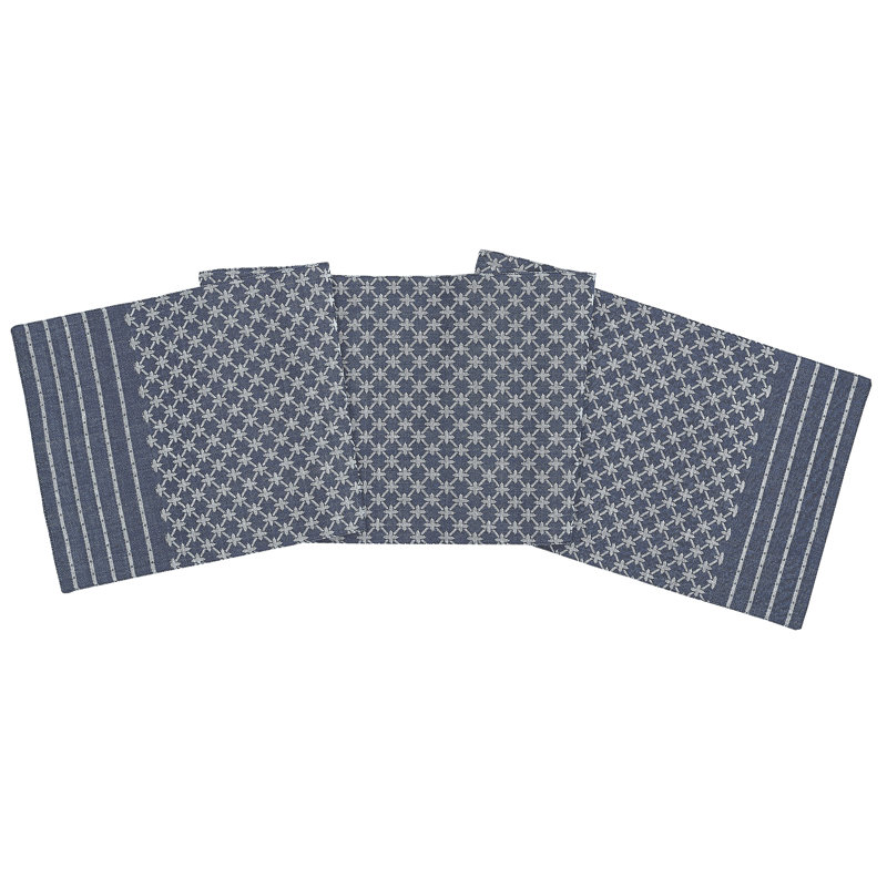Bossley Markle Jacquard Cotton Table Runner, Navy